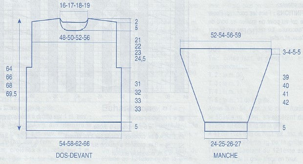 Miniature : Kit Pull tricot femme irlandais col rond manches tombantes Réf: PIF001