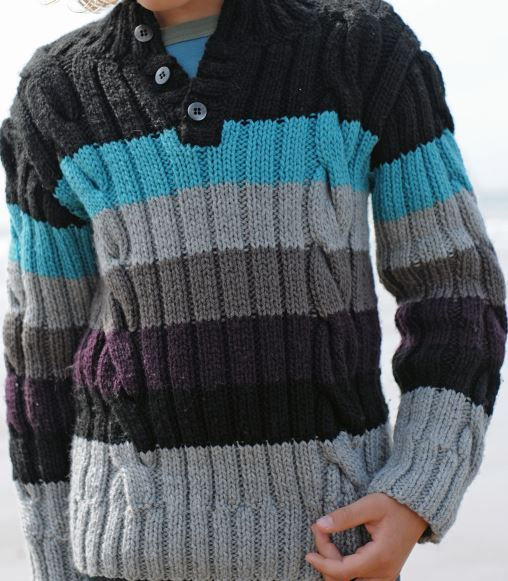 Cardigan Garçon 2025 Tricoté - Col V, Manches Longues, Motif Torsadé Et étoile, Boutons, Lavage Main Recommandé - 7