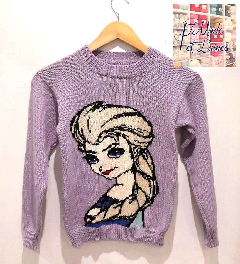 Miniature : Kit tricot pull Disney La Reine des Neiges Elsa + explications Réf DIS018