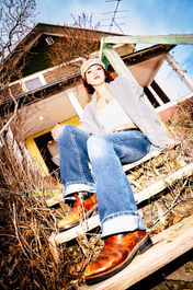 Marin Ledezma-Lewis editorial photography fashion photoshoot portrait  model y2k abandoned house western