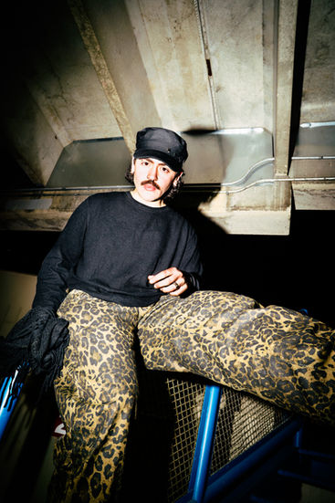 Danie Poole editorial photography portrait photoshoot fashion model night black outfit camouflage