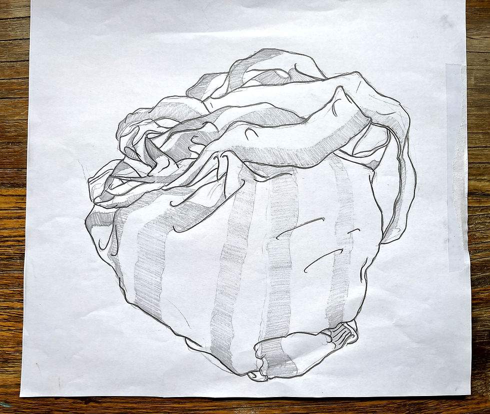Drawing skills - fabric - "wrinkles n' all"