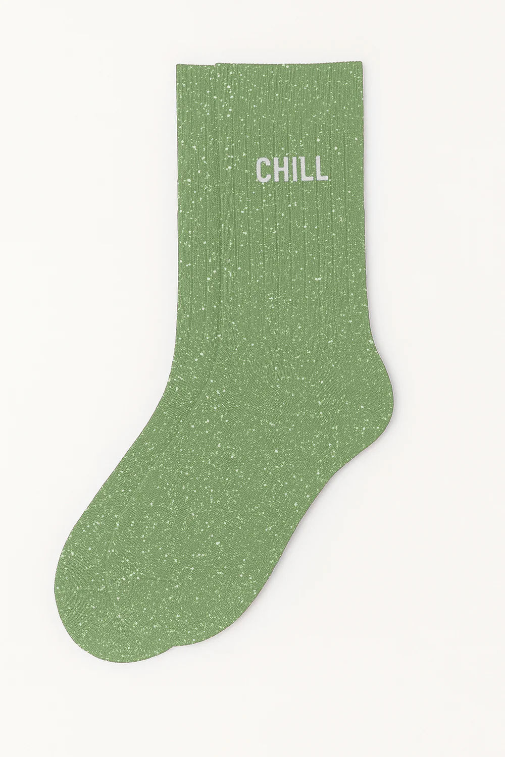 CHAUSSETTES À PAILLETTES À MESSAGE "CHILL"- VERT AMANDE