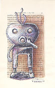 "Mathieu", croquis de sculpture, sur papier de vieux livre, de JL Lacroix