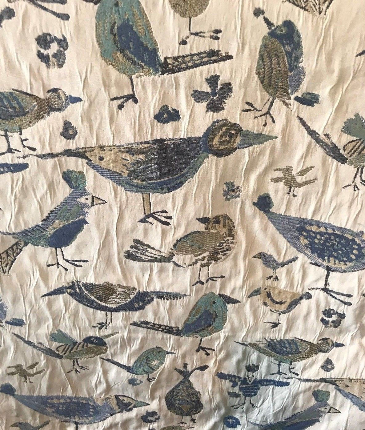 BEACH BIRDS IN SHADES OF BLUE & GREEN DRAPERY UPHOLSTERY FABRIC