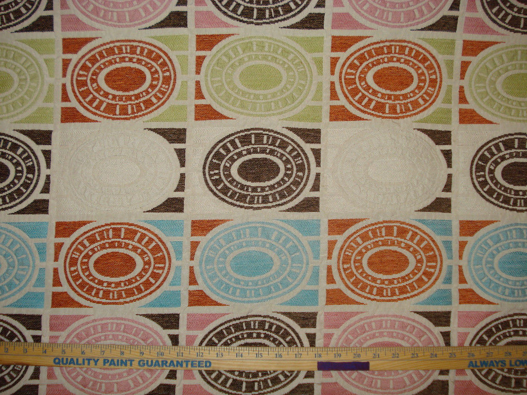 CHENILLE DISC TOP TRENDING COLORS: SPA BROWN ORANGE LIME PINK, UPHOLSTERY FABRIC