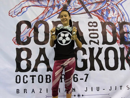Kinaree Adkins with the double gold in Bangkok, Thailand