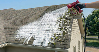 Soft was technique being used to wash a roof