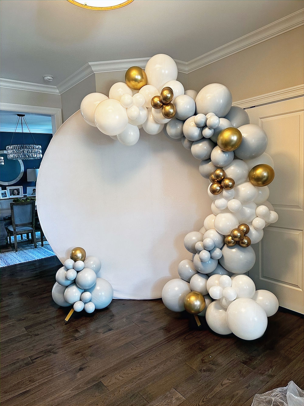 First Holy Communion Round Backdrop and Balloons Display