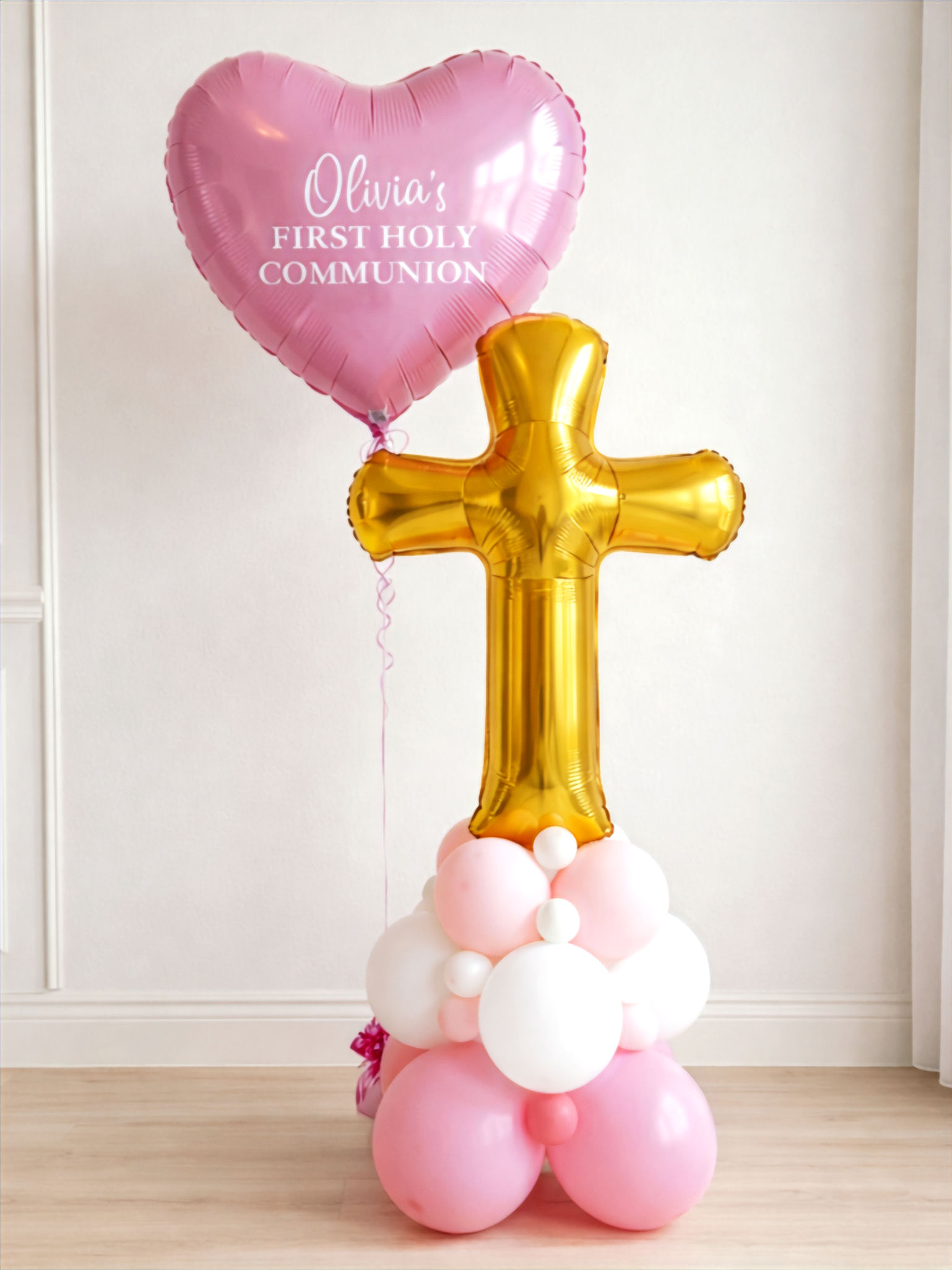 Personalized First Holy Communion Balloon Cross Display