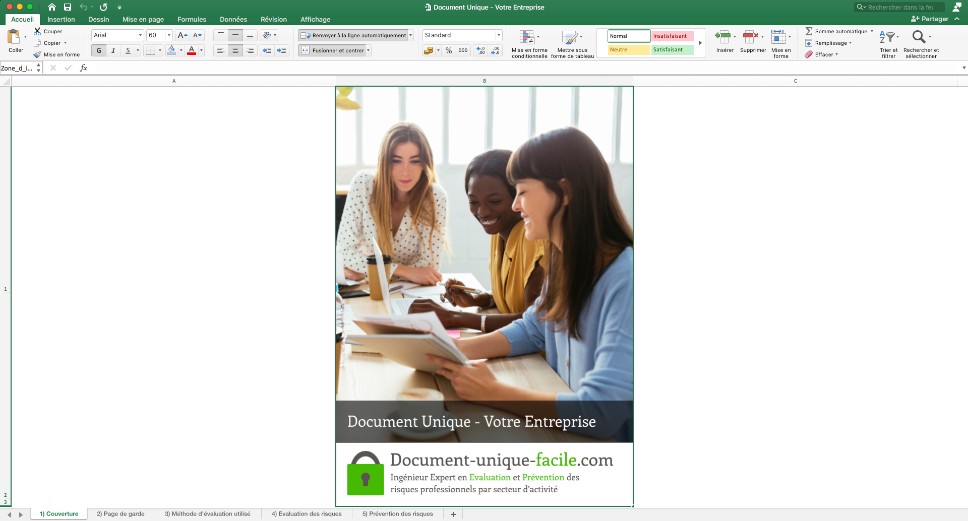 Réalisation document unique Excel - Illustration