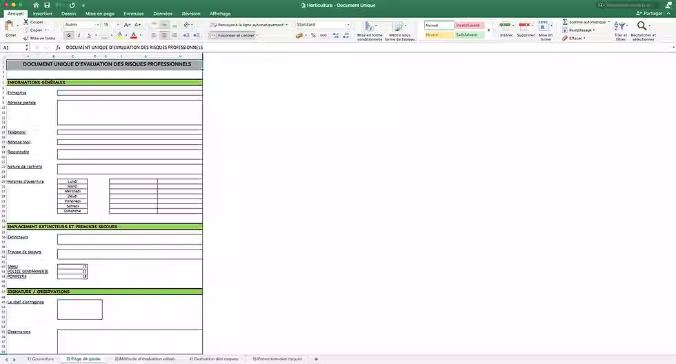 Miniature : Document Unique Horticulture - Information sur l'entreprise