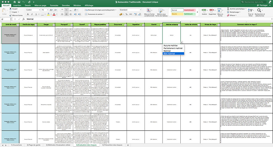Exemple de document unique rempli pour la restauration
