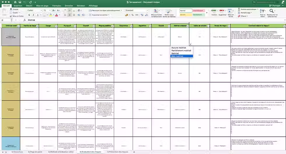 Miniature : Document Unique Terrassement - Trame d'évaluation des risques professionnels