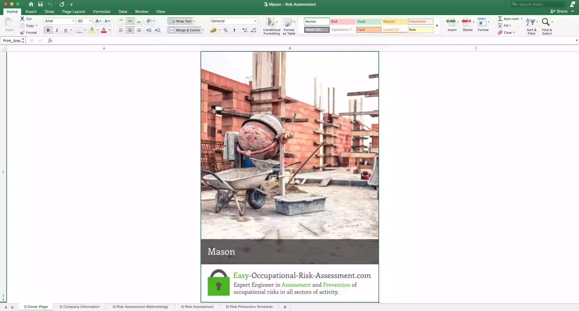 Health and Safety Risk Assessment Mason - Cover Page