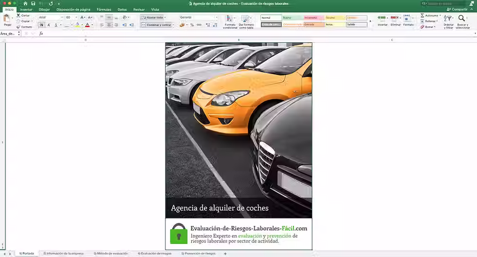 Evaluación de riesgos laborales Agencia de alquiler de coches - Ilustración