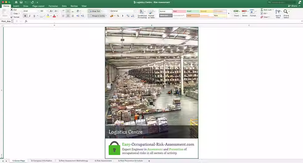 Health and Safety Risk Assessment Logistics Centre - Cover Page