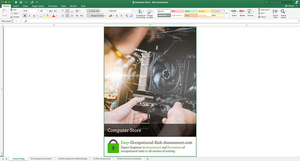 Health and Safety Risk Assessment Computer Store - Cover Page