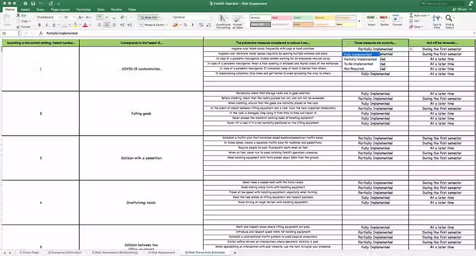 Thumbnail: Health and Safety Risk Assessment Forklift Operator - Risk Prevention Schedule