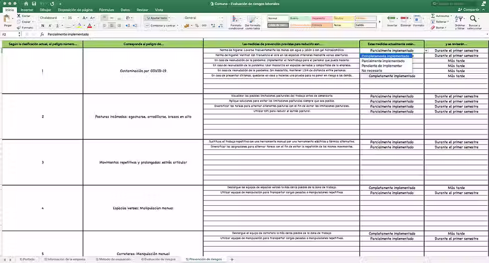 Miniatura: Evaluación de riesgos laborales Comuna - Plantilla de prevención de riesgos laborales