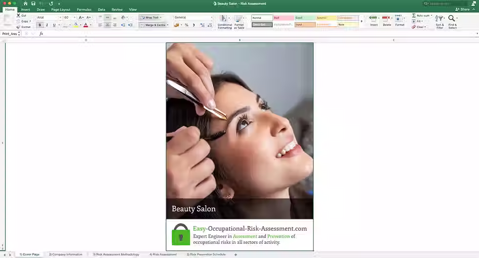 Health and Safety Risk Assessment Beauty Salon - Cover Page