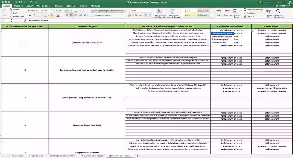 Miniature : Document Unique Agence de Voyages - Trame de prévention des risques professionnels