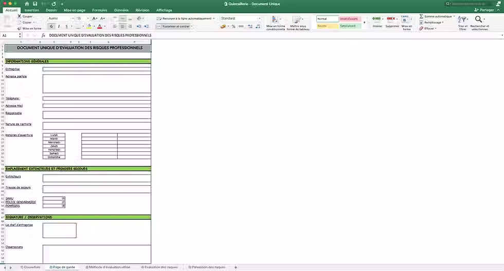 Miniature : Document Unique Quincaillerie - Information sur l'entreprise