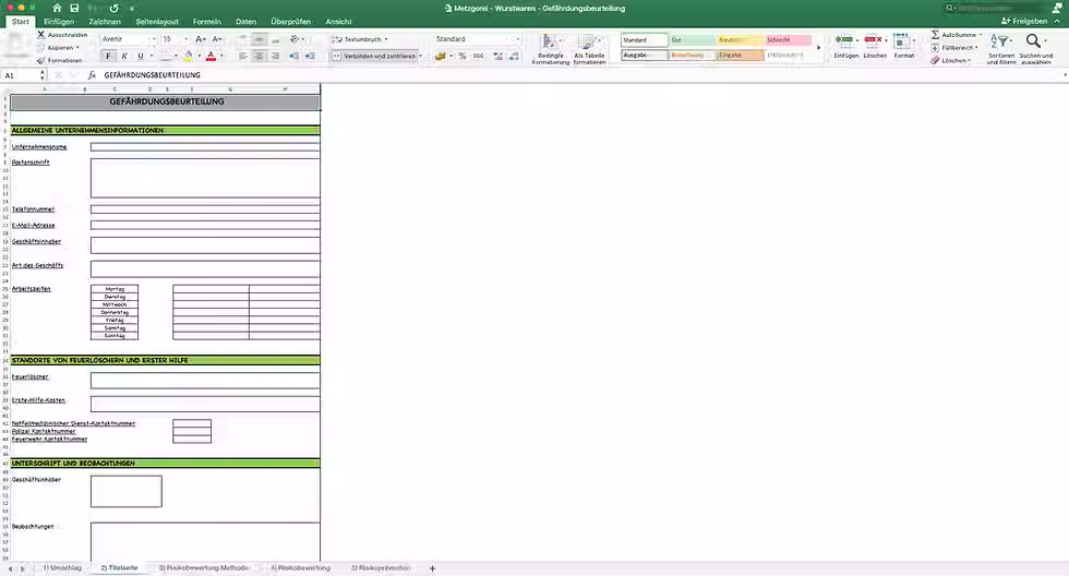 Miniaturbild: Gefährdungsbeurteilung Metzgerei - Wurstwaren - Titelseite