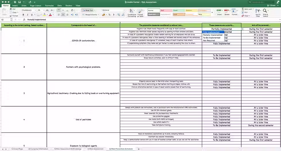 Thumbnail: Health and Safety Risk Assessment Arable Farmer - Risk Prevention Schedule