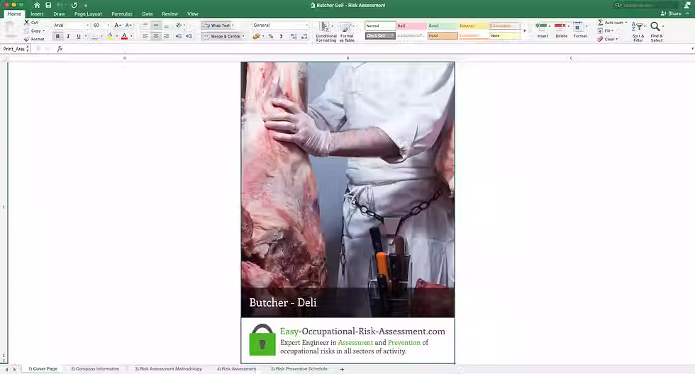 Health and Safety Risk Assessment Butcher Deli - Cover Page