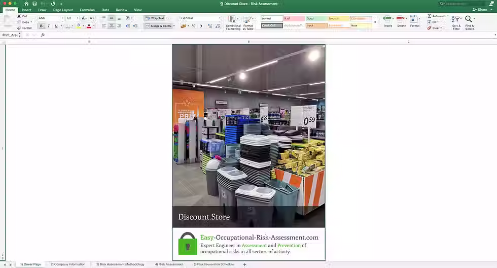 Health and Safety Risk Assessment Discount Store - Cover Page
