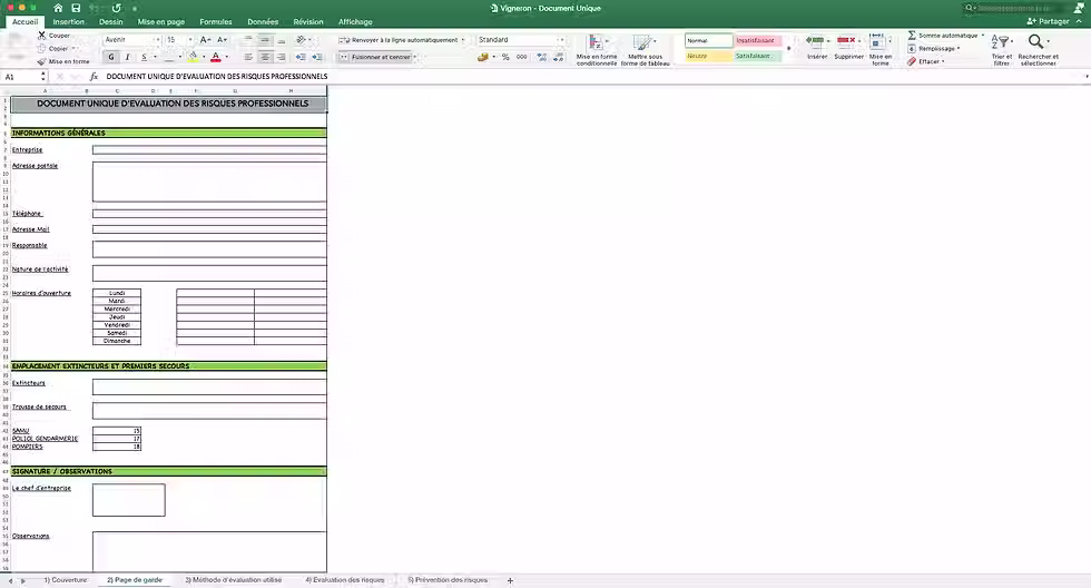 Miniature : Document Unique Vigneron - Information sur l'entreprise
