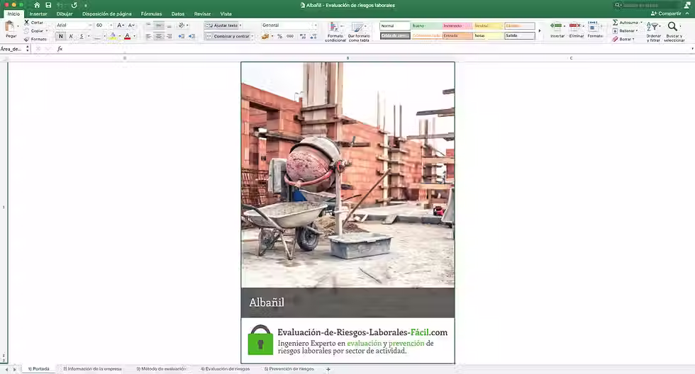 Evaluación de riesgos laborales Albañil - Ilustración