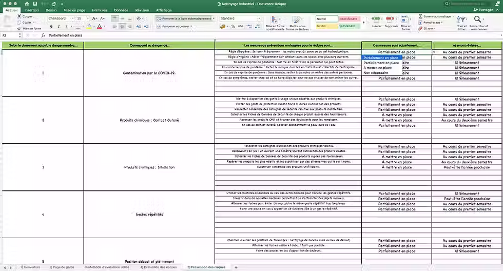 Miniature : Document Unique Nettoyage Industriel - Trame de prévention des risques professionnels