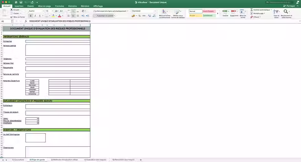 Miniature : Document Unique Viticulteur - Information sur l'entreprise