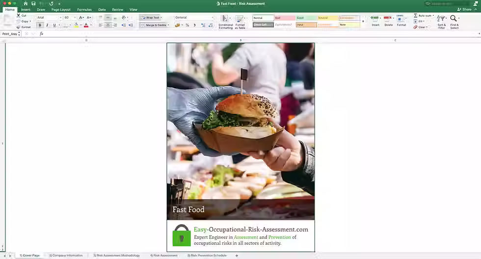 Health and Safety Risk Assessment Fast Food - Cover Page