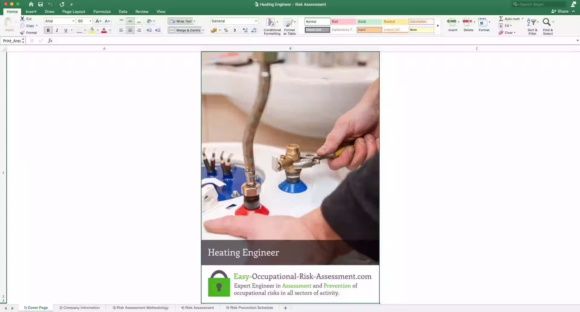 Health and Safety Risk Assessment Heating Engineer - Cover Page