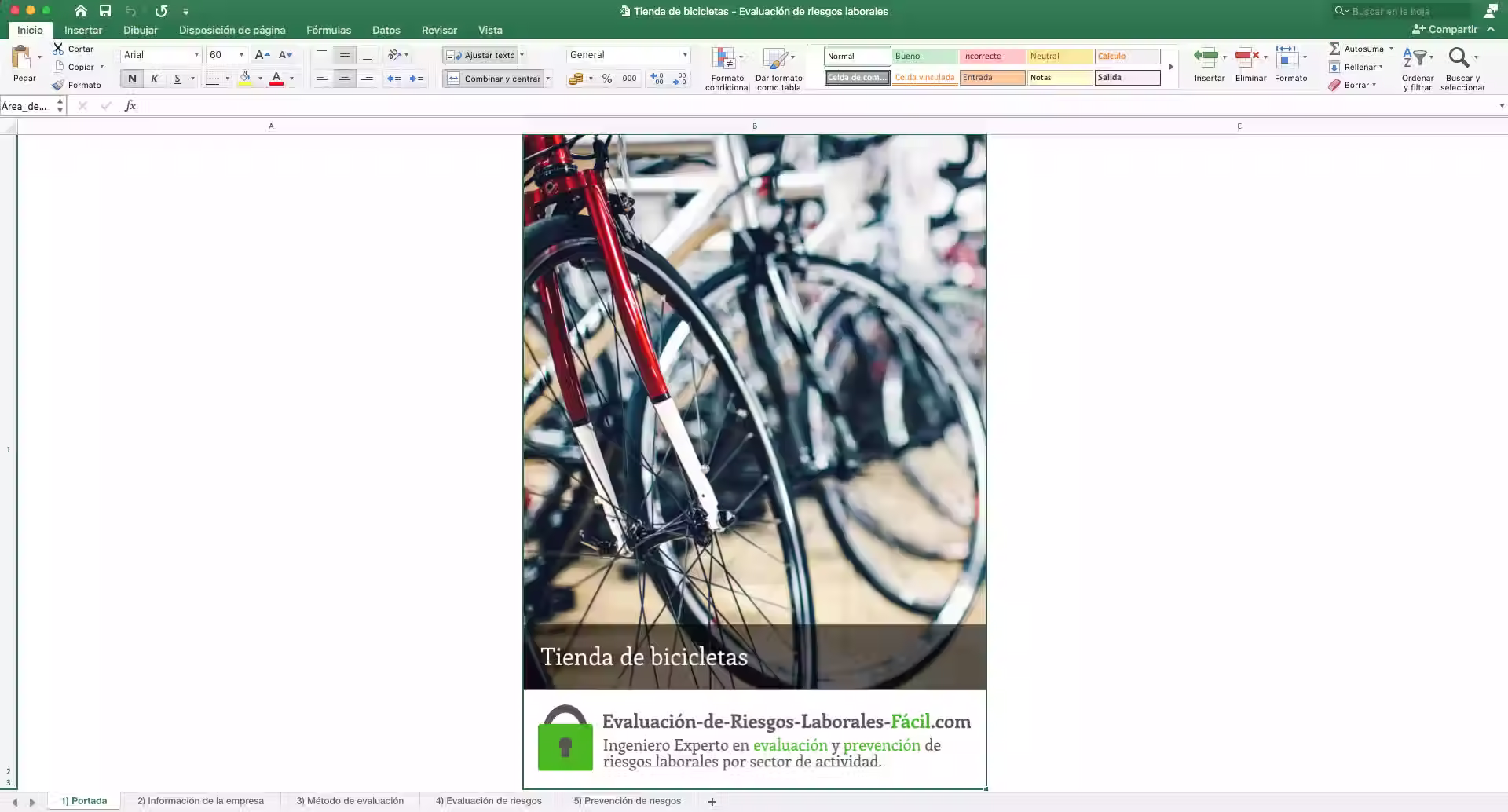 Evaluación de riesgos laborales Tienda de bicicletas - Ilustración
