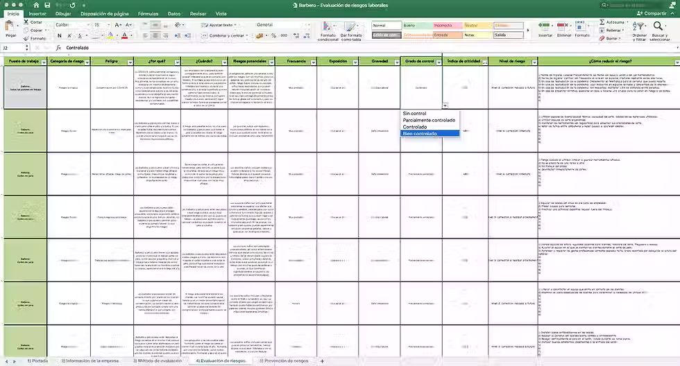 Miniatura: Evaluación de riesgos laborales Barbero - Plantilla de evaluación de riesgos laborales