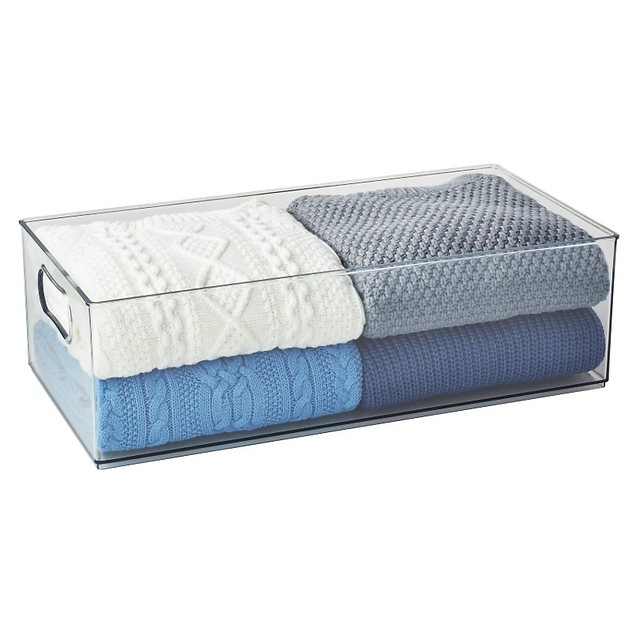 The Home Edit Everything XL Storage Bin Clear Plastic Stackable Organizer, 10" x 20" x 6"