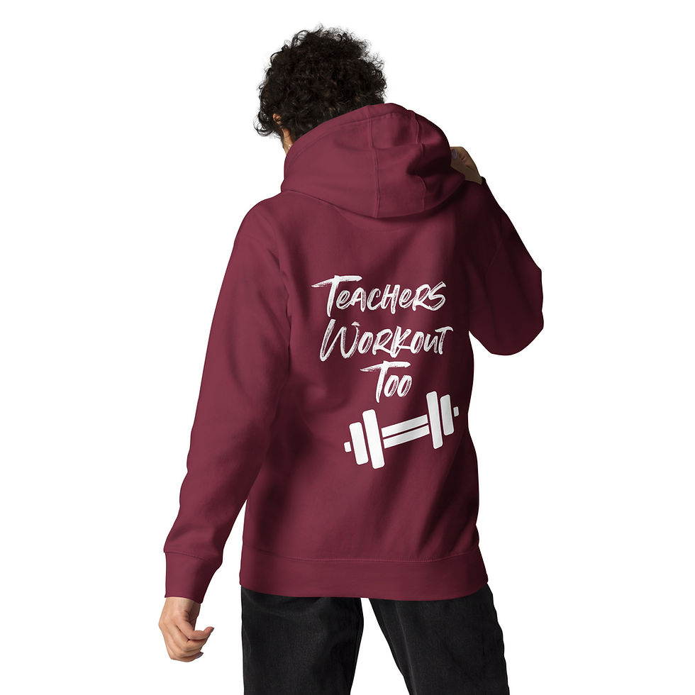 Thumbnail: Teachers Workout Too White Unisex Hoodie
