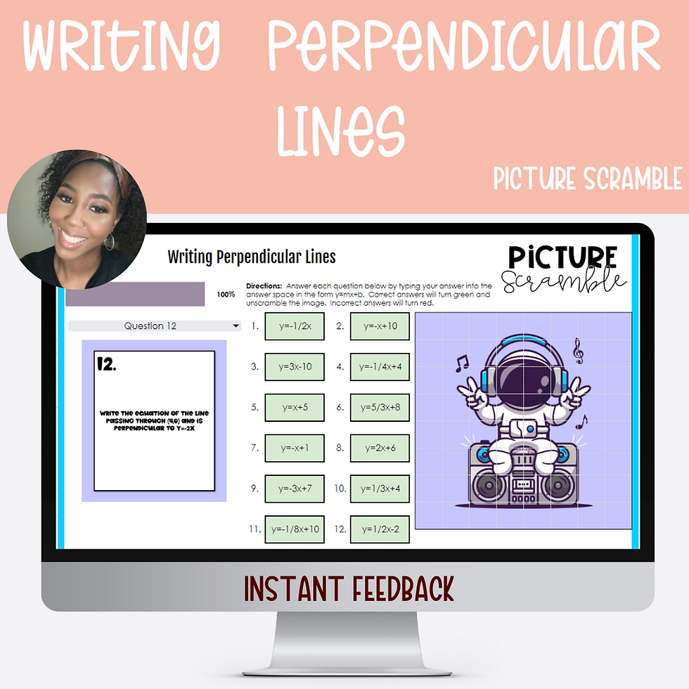 Thumbnail: Writing Perpendicular Lines Picture Scramble | TEKS A.2F