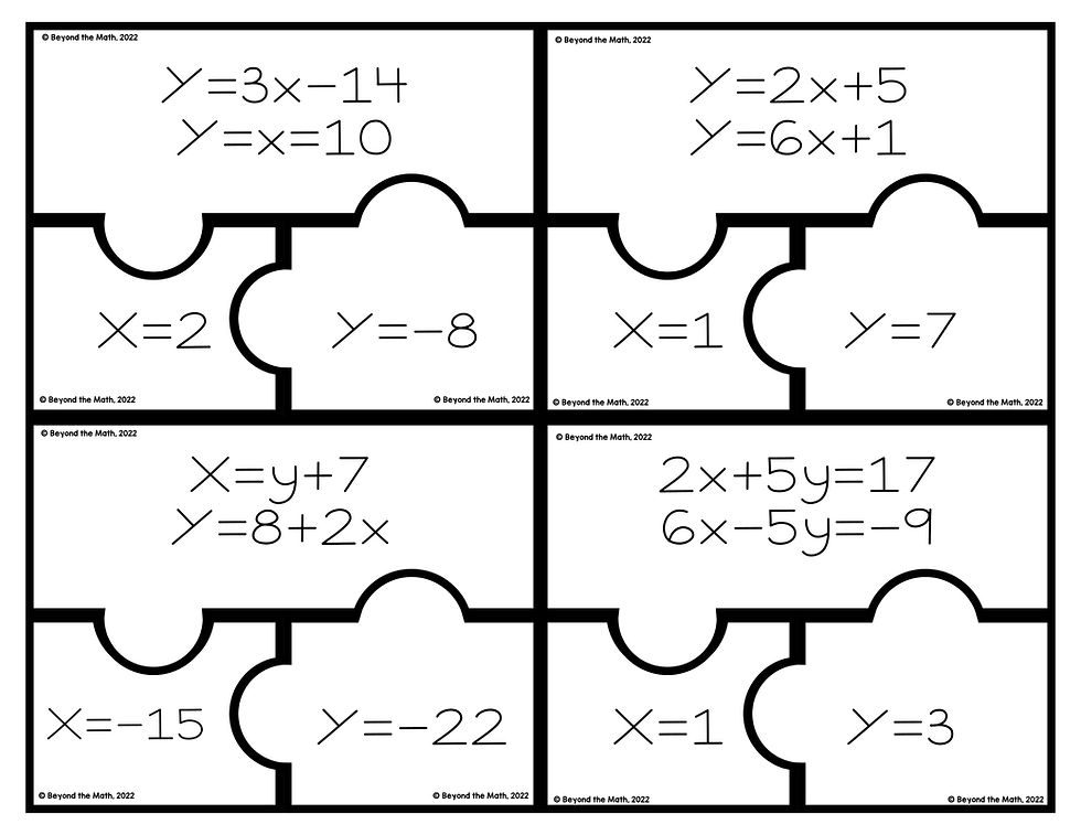 Thumbnail: Solving Systems of Equations 3 Piece Puzzle