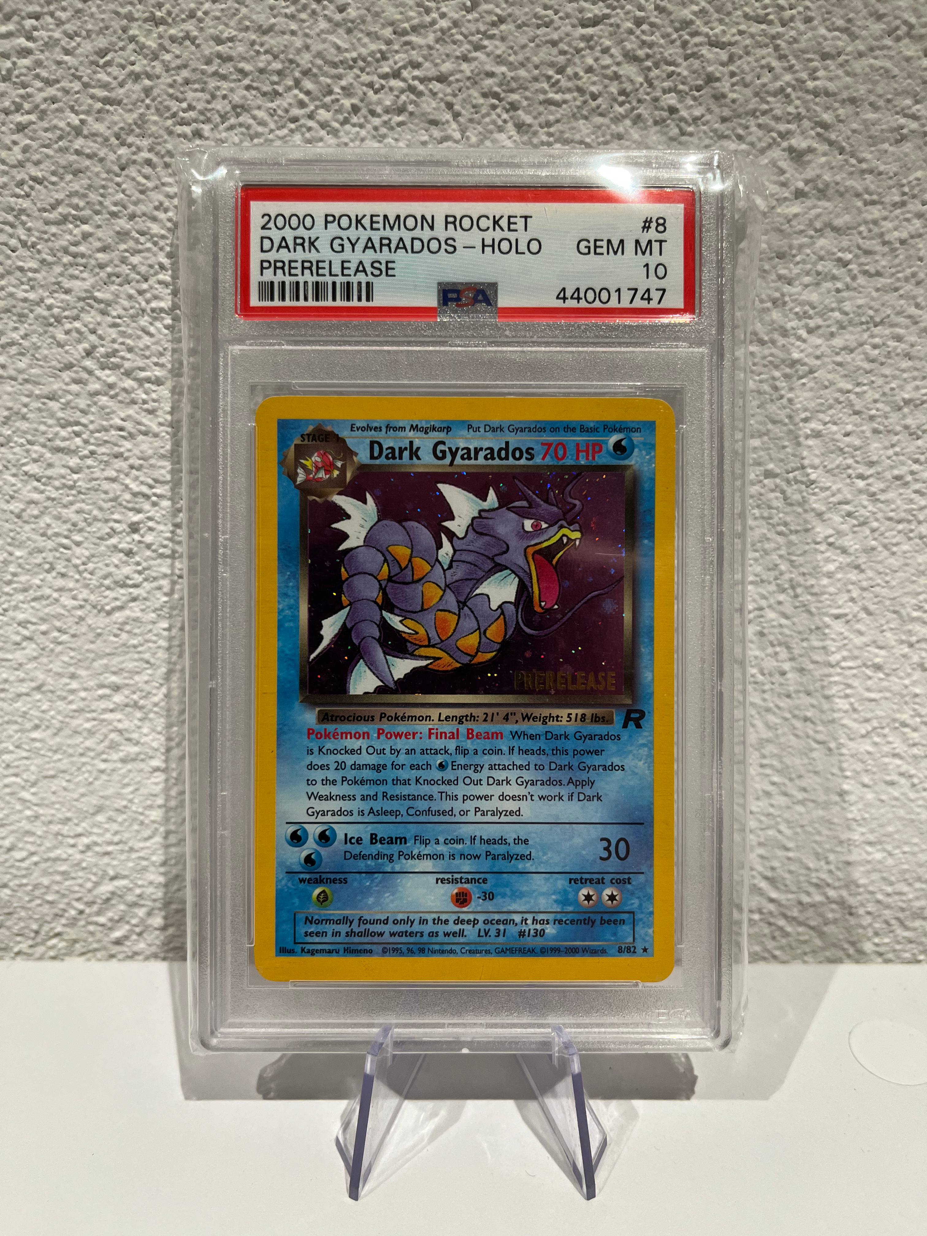 Pokemon 2000 Rocket Dark Gyarados Holo Prerelease PSA 10