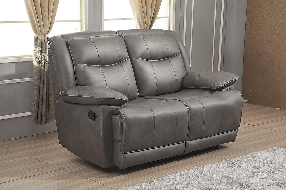 Thumbnail: Betsy Furniture Bonded Leather Reclining Sofa Couch Set Living Room Set 8006Grey