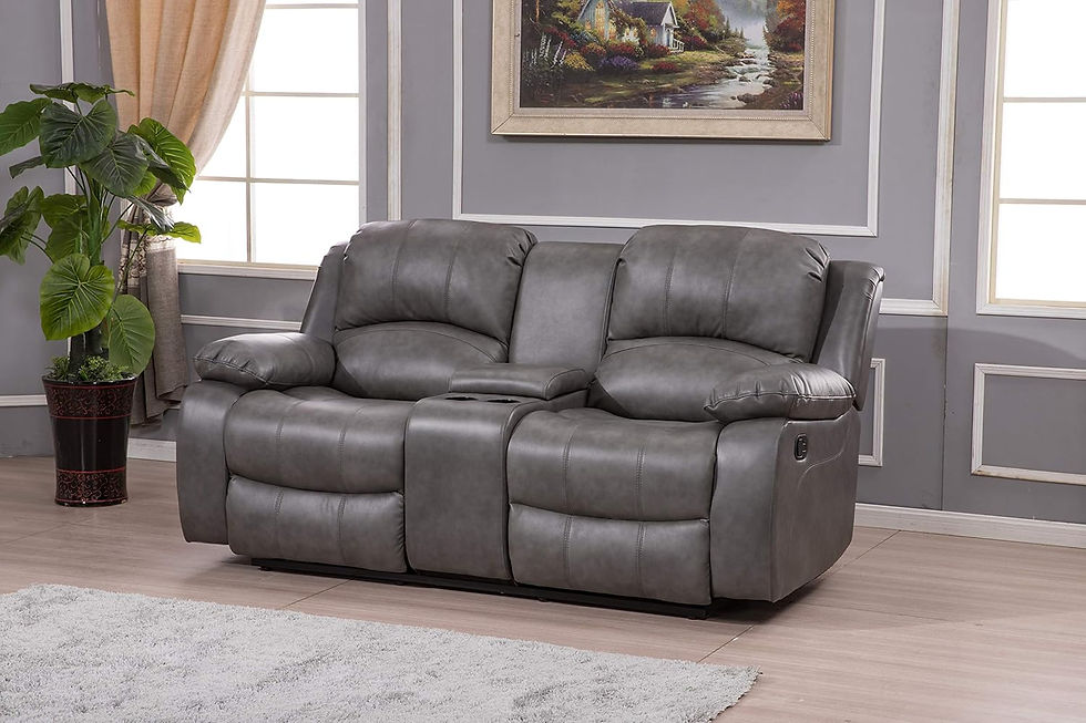 Thumbnail: Betsy Furniture Bonded Leather Reclining Sofa in Multiple Colors, 8018 Grey