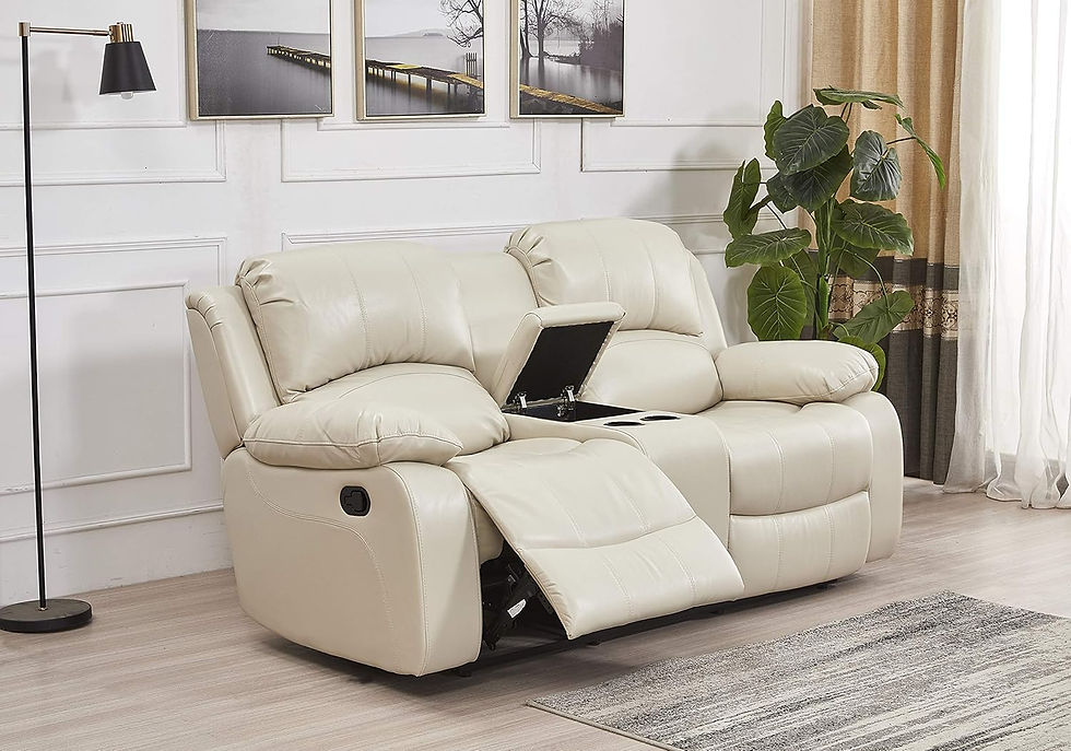 Thumbnail: Betsy Furniture Bonded Leather Reclining Sofa in Multiple Colors, 8018 Beige