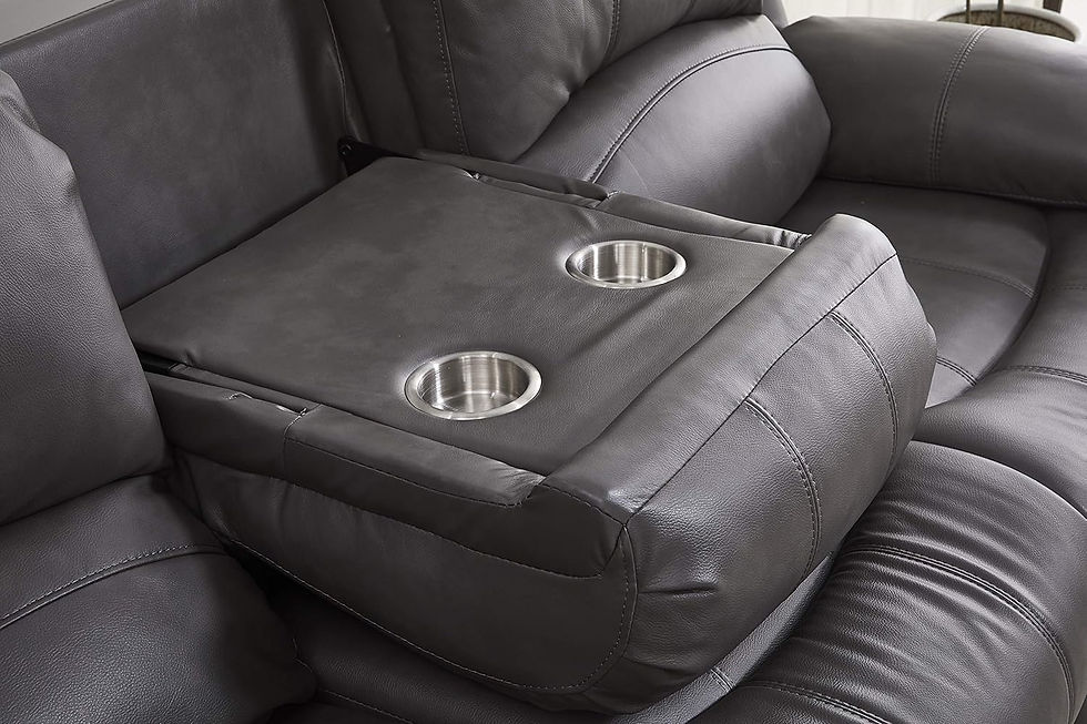 Thumbnail: Betsy Furniture Power Reclining Bonded Leather Living Room Set (Grey,Sofa+Loves)