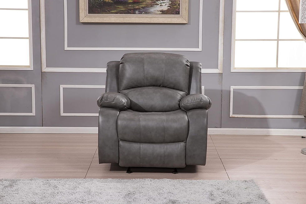Thumbnail: Betsy Furniture Bonded Leather Reclining Sofa in Multiple Colors, 8018 Grey