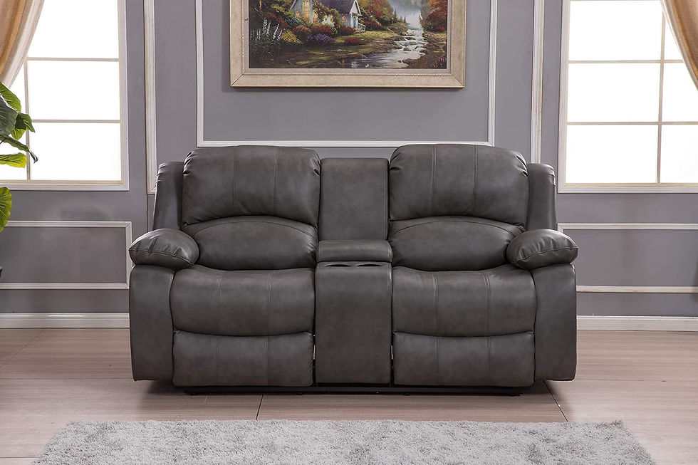 Thumbnail: Betsy Furniture Bonded Leather Reclining Sofa in Multiple Colors, 8018 Grey